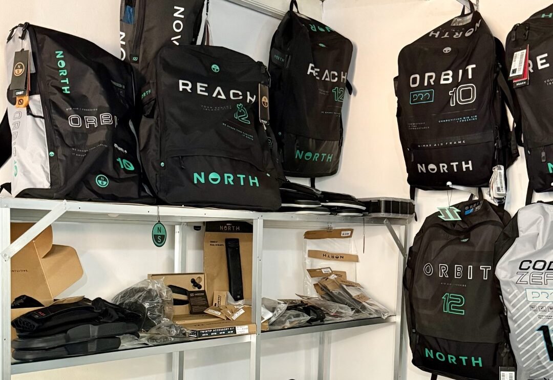 Kitesurf equipment in the kite shop